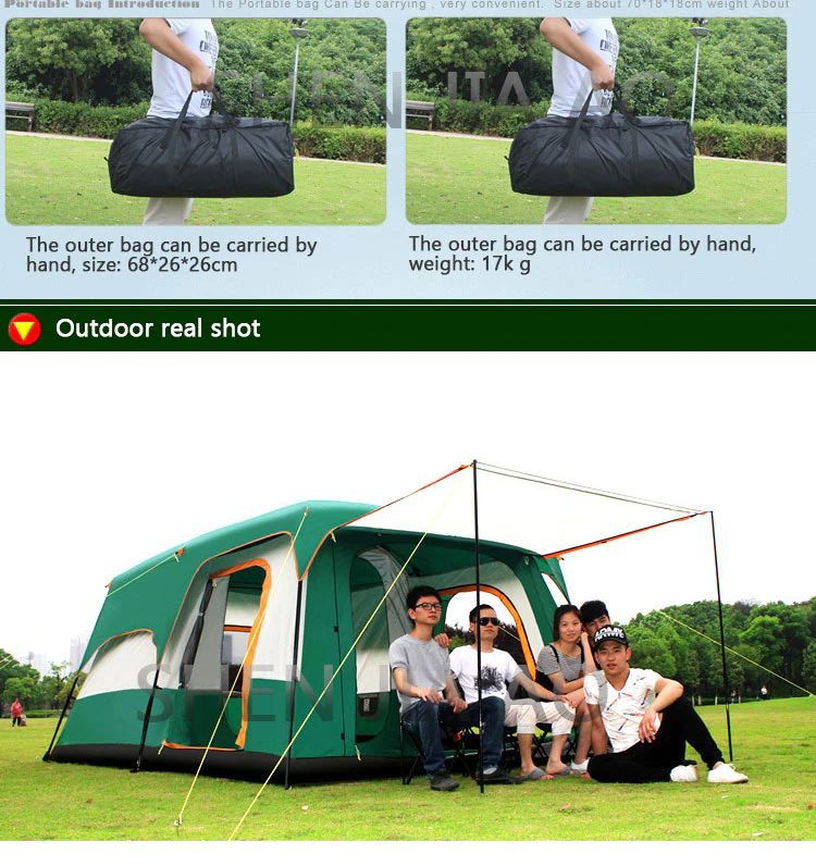Cheap Goat Tents Outdoor Double Deck Two Bedrooms And Four Seasons Camping Waterproof Tent 8